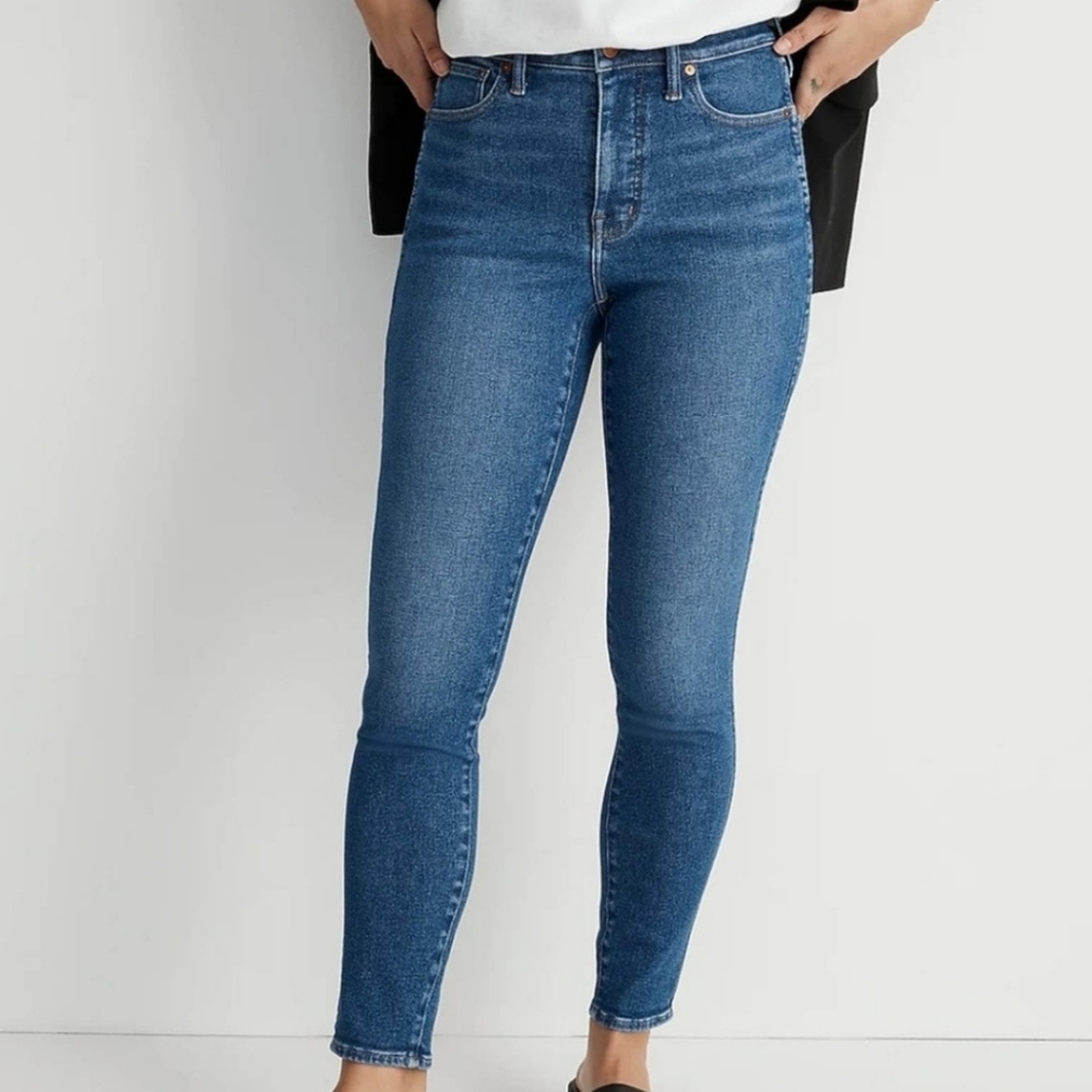 New Madewell 10" High-Rise Skinny Jeans 33 Dark Wash Stretch Denim Magic Pockets
